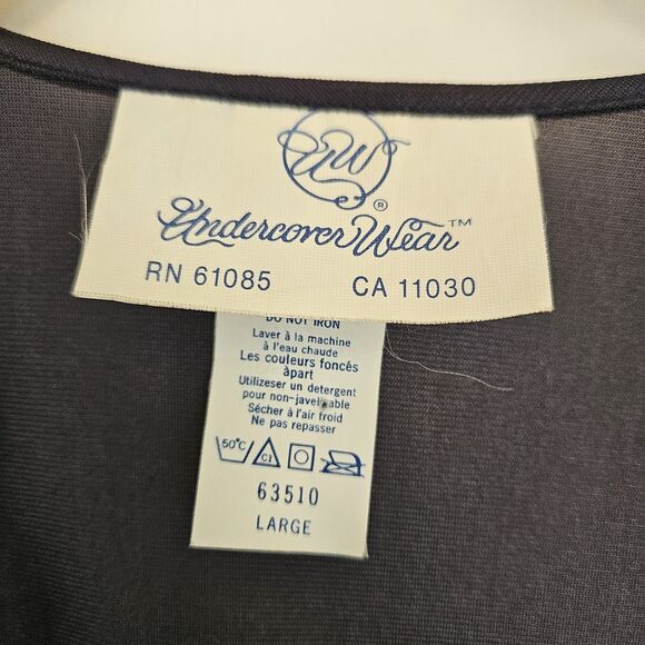 Vtg. UW Undercover Wear Navy& Black Lace Trim Bed Jacket Goth, Sexy Y2k Large - Picture 3 of 9